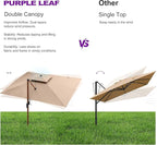 PURPLE LEAF 11' X 11' Patio Umbrella Cantilever Outdoor Umbrellas Square Large Parasol Windproof Sunshade Heavy Duty Sun Umbrellas for Deck Pool Patio Garden, Beige