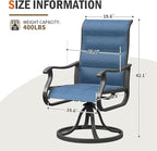UDPATIO Patio Swivel Dining Chairs Set of 8, Outdoor Dining Chairs High Back with Padded All Weather Breathable Textilene, Metal Rocking Frame for Lawn Garden Backyard, Navy