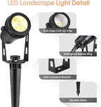 Low Voltage Landscape Lights 6 Pack, 69ft Cable Spotlight Outdoor with 12V Transformer, IP65 Waterproof Plug in Spot Lights 2700K Warm White for Yard, Plant, Lawn, Tree, Flags, Garden