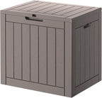 32 Gallon Deck Box Lockable Resin Indoor Outdoor Storage Box waterproof Outdoor Container for Patio Furniture, Pool Accessories, Cushions, Garden Tools, Sports Equipment