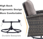 HUMMUH 5-Piece Patio Furniture PE Wicker Outdoor Conversation Set,All-Weather Rattan Swivel Chairs Outdoor Glider Couch for Backyard,Poolside,Deck
