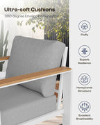 Aluminum Outdoor Patio Furniture Set with Coffee Table, 4 Piece Outdoor Conversation Sets with Washable Thick Cushions, Patio Sectional Furniture Set for Porch, Balcony, Deck, White