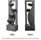 Outdoor Waterfall Fountain 5 Tier Tall Design 49.2 Inch Water Fountain with LED Lights and Pump Decorative Water Feature for Garden Patio Backyard