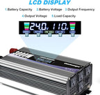 3000W Power Inverter 24V to 110V/120V DC to AC with LCD Display, Remote Controller and 4 x AC Outlets Car Adapter for Car Truck Boat RV Off Grid Solar System