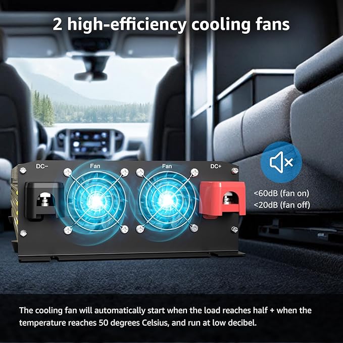 XWJNE 3000W Pure Sine Wave Power Inverter 12V DC to 120V AC Converter with LED Display and Remote Controller for Home, RV, Truck, Off-Grid Solar Power