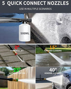 LANCHEZ Pressure Washer 4800PSI with 4 Quick Connect Nozzles, Inlet Hose & Filter&500ML Foam Cannon, Power Washer for Cars/Fences/Driveways/Patios/Home Cleaning (Red)