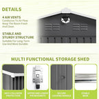 10x14 FT Outdoor Storage Shed, Metal Shed with Lockable Door, Large Heavy Duty Tool Sheds, Outside Waterproof Storage Building