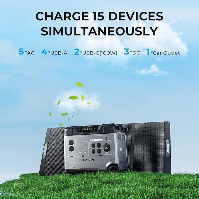 OUKITEL P5000 Pro 5120Wh Portable power station with 500W Solar Panel, Solar Generator LiFePO4 battery 3600W AC Output & 1800W Fast Charge for Home Backup, Outdoor Camping, RV Travel with APP Control