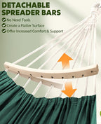 Chihee Hammock for Stand 9.8ft x 4.9ft Soft Cotton Hammock Holds Up to 660lbs Portable Tree Hammocks with Detachable Spreader Bar Pillow 2 Strong Webbings 2 Carabiners Patio Garden Indoor Outdoor