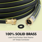 Rubber Garden Water Hose 50ft, 5/8" Leak Proof Garden Hose with Brass Connector, Flexible Hose Pipe for Lawn, Watering Cleaning & Washing