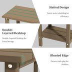 OTSUN 2-Tier Small Patio Tables for Outside or Indoor(Latte Brown)