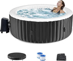 82" X 82" X 25" Hottub, 4-6 Person Inflatable Hot Tub, Portable Blow Up Hot Tub Round Portable Outdoor Spa with 130 Bubble Jets and Heater Pump, Filter