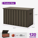 PURPLE LEAF Outdoor Deck Box 120 Gallon Waterproof Lockable Storage Box Container with Lid Deck Organization for Patio Cushions Side Table Pool Accessories Garden Tools, Brown
