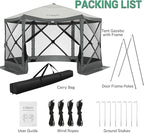 COBIZI 12x12ft Pop up Gazebo Screen Tent Screen House for Camping, Camping Outdoor Screened Gazebo with Mosquito Netting, Portable Hub Tent with Carrying Bag and Ground Stakes, Grey(Upgraded 2.0)