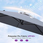 PURPLE LEAF 8' X 8' Patio Umbrella with Base for Pool 7' High Offset Outdoor Cantilever Umbrella Swimming Pool Umbrella with 360°Rotation for Poolside Light Grey