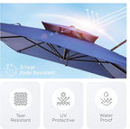 9' X 12' Cantilever Patio Umbrella 360°Rotation Rectangular Outdoor Large Offset Umbrellas Double Top Heavy Duty Windproof for Garden Deck Pool Backyard, Navy