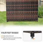 VINGLI 72 Gallon Outdoor Trash Can with Convenient Lid, Rattan Garbage Container with Side Hook, Weatherproof Patio Trash Can for Graden, Yard, Patio, Brown