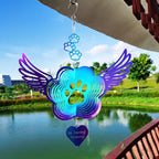 DJUAN Pet Memorial Wind Spinners, Cat Memorial Gifts,Stainless Steel Angel Wings Pet Paw Print,Dogs and Cats Remembrance, Pet Sympathy,Pet Loss Bereavement Gifts