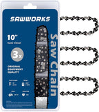 3-Pack 10 Inch Chainsaw Chain, 3/8" LP Pitch .043" Gauge 40 Drive Links for Milwaukee Pole Saw M18 FUEL, 49-16-2723, Worx WG323, WG323.9, Ryobi P546, Black and Decker LCS1020, Oregon R40 and More