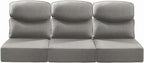 Luxury 24x24x6 Inch Smile Outdoor Sofa Cushions Set of 3 - Memory Foam Deep Seat Patio Furniture Pillows for Wicker Rocker Dining Chair Loveseat 3-Seater L-Shape Sectional Sofa - Grey