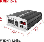 Wagan EL3732 1250W Slimline Plus AC to DC Power Inverter 1250 Watt TrueRated Continuous 2600 Watt Surge Power DC 12V to AC 110V Illuminated Display 2 AC Outlets and 2A USB Charging Port