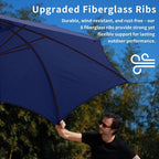 9FT Patio Umbrella with Fiberglass Ribs, Outdoor Market Table Umbrella with Crank and Tilt, UV Resistant Waterproof Canopy for Patio, Garden, Deck, Pool, Navy Blue