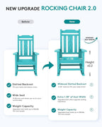 SERWALL Oversized Rocking Chair Set of 2 Outdoor, HDPE Outdoor Rocking Chair Set of 2, Aruba