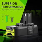 ARyee 3000mAh P108 Compatible with Ryobi Lithium Battery 18 Volt ONE+ P102 P103 P104 P105 P107 P108 P109 P190 P191 P122 with LED