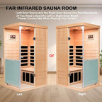 Hemlock Deluxe Mini Indoor Sauna 1 Person, Far Infrared Sauna at Home, Wooden Dry Sauna 1060w with 6 Far Infrared Heating Plate, Bluetooth Speaker, Red Light, Reading Light(Left Door)