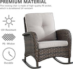 HUMMUH 5-Piece Outdoor Patio Furniture PE Wicker Patio Conversation Set,All-Weather Outdoor Rocking Chairs with Patio Couch Tables for Backyard,Poolside,Deck