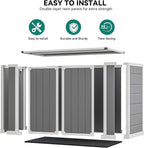 DWVO 41Cu.ft Horizontal Resin Storage Shed Without Shelf, All Weather 4.7x2.5 FT Outdoor Storage Shed with Hydraulic Struts, 3 Locks, Lockable to Floor for Garden Tools, Trash Cans, Gray