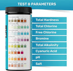Pool Test Strips 8-in-1, 150 Quick and Accurate Pool and Hot Tub Test Strips - Pool Water Testing Kit for Chlorine, Bromine, pH, Hardness, More - All in 1 Swimming Pool Test Strips by JNW