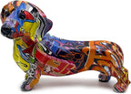 FUNSXBUG Colorful Dachshund Dog Statue Art Figurines Sculpture Collectibles Home Office Desktop Decor Outdoor Garden Display Decoration (Dachshund Dog 1)