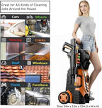 2025Upgraded Pressure Washer 5000PSI with Adjustable Touch Screen 8 Level, 34" Tall, 4 Quick Connect Nozzles,Inlet Hose&Filter&500mlFoam Cannon for Cars/Fences/Driveways/Home Cleaning,Red