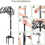 Garden Hose Holder Detachable Heavy Duty Metal Water Hose Hanger, Freestanding Hose Storage Stand Rack for Outside (Black)