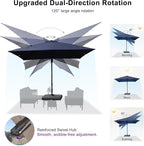 PURPLE LEAF 10' X 10' Left-right Tilting Outdoor Patio Umbrella Swivel Offset Cantilever Heavy Duty Rectangle Aluminum Umbrella with UV Resistant for Deck Pool Patio Backyard, Ocean Slate