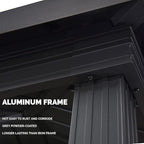 PURPLE LEAF 6.5' X 10' Hardtop Grill Gazebo for Patio Aluminum Barbeque Canopy with 24 Clear Light Bulbs and Shelves Double Tiered Grey Outdoor BBQ Gazebo
