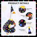 Happy Birthday Goose Outfit Porch Goose Outfits with Happy Birthday Cake Hat and Clothing for 23" Cement/Plastic Porch Goose Outdoor Statue Patio Yard Lawn Art