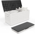 Outvita Foldable 75 Gallon Outdoor Storage Box, Plastic Storage Containers with Lid, Patio Deck Box Furniture for Garden, Pool, Balcony, Yard (White)