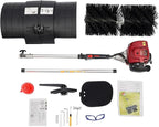 Gas Power Sweeper,31CC 1.4HP 4 Stroke Power Broom Sweeper Handheld Walk Behind Cleaning Driveway,Gas Powered Lawn Sweeper Snow Brush Sweeper for Park Lawn Sidewalk Outdoor