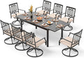 PHI VILLA 9 Pieces Outdoor Dining Set, Expandable Metal Table (64"-82") and 8 Swivel Dining Chairs – Perfect for Patio, Garden, Deck, Porch, and Yard, 9PCS Outdoor Dining Set Style 5