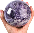 Dream Amethyst Crystal Ball with Stand Large Healing Crystals Sphere for Meditation, Divination, Witchcraft 90-100mm/3.5-3.9"