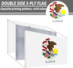 FLAGWIN Illinois Flag 3x5 FT - 3 Ply Double Sided Polyester Flags with Brass Grommets - Vivid Color and Fade Proof State of Illinois Flag 3x5 Outdoor