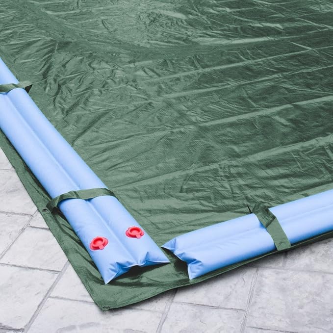 Robelle 12 x 24 ft Professional Green Winter Pool Cover for Inground Pools, 5 ft Overlap (17 x 29 ft Cover Size), Solid 12 x 12 Scrim, 3.7 oz/yd2, 15-Year Warranty, Style: 371224R