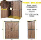 Aivituvin Outdoor Storage Shed Upgraded with Strong Metal Frame Garden Tool Shed Storage House Cabinet with Adjustable Shelfs and Wooden Floor 4.6 x 2.42FT (Dark Brown)