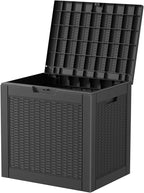 31 Gallon Outdoor Storage Box – Resin Deck Box with Lockable Lid, Waterproof Patio Furniture Storage for Tools, Garden & Yard Organization