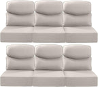 Luxury 22x24/22x25 6-Inch Smile Patio Cushions for Outdoor Furniture Set of 6 - Thick Back & Deep Seat Outside Chair Cushions for Rattan Metal Glider Loveseat Sectional Sofa - Beige