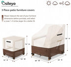 3 Pieces Patio Adirondack Chair Sets Covers,600D Waterproof Heavy Duty Patio Furniture Cover,Includes 2 Outdoor Adirondack Chair Covers and 1 Patio Side Table Cover,Beige&Brown