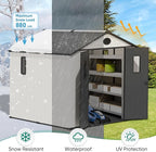 8x6 Resin Outdoor Storage Shed with Floor, Plastic Tool Shed for Gardening, Patio, and Deck, White/Gray