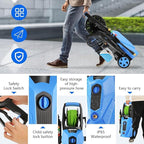Pressure Cleaner 5000 PSI,2.8 GPM Power Cleaner with Foam Cannon,Portable Cleaner with 33ft Hose Reel,4 Nozzle Tips,and Soap Bottle for Cars/Home/Driveways/Patios/Decks/Fences(Blue)